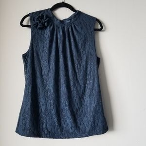 Sweet Pea NY & Co by Stacy Frati Navy Lace Blouse